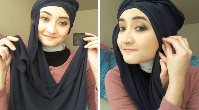 Hanya 1 Menit, Tutorial Hijab Terinspirasi Gaya Pramugari Emirates
